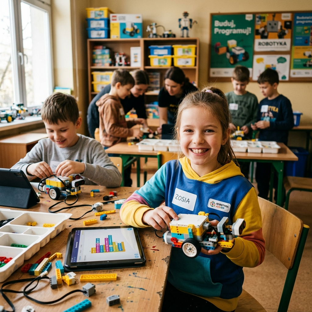 Dziecko z robotem LEGO